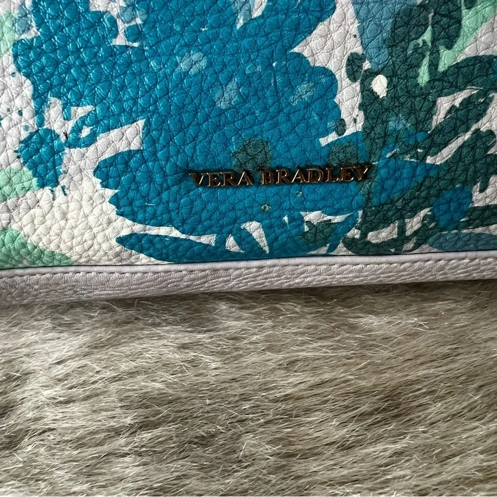 VERA BRADLEY Camofloral 2016 Sarah Shoulder Bag Genuine Leather Gray Blue Green